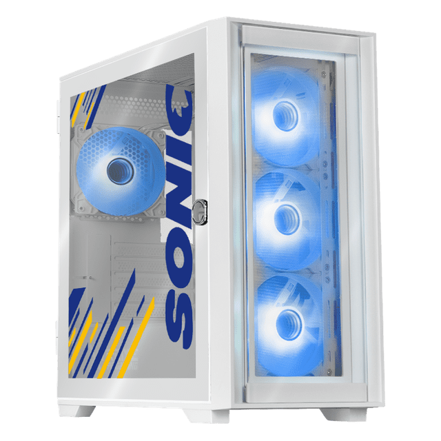 Gabinete Gamer XTREME PC GAMING Sonic Edition Micro Torre Micro ATX 4 Fan USB-C Cristal Templado ARGB Blanco blanco