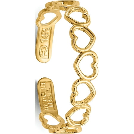 Twinkle 14k Toe Ring - 14k Yellow Gold Open Hearts Toe Ring