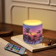 thumbnail image 3 of Kuiaobaty 4 Packs Flickering Flameless LED Battery Candles Waterproof Pillar Fake Candles with Colored Light Remote for Wedding Beach Party Decor Sunset Glow Beach Palm Coconut Tree, 3 of 7