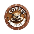 thumbnail image 1 of Reloj de pared con diseño de café, decorativo, resistente, creativo, redondo, con números arábigos. 25 centímetros, 1 of 8