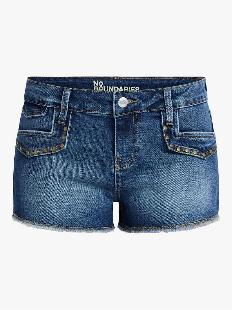 No Boundaries Studded Denim Hot Shorts, 2 in Inseam, Women's 00-18
