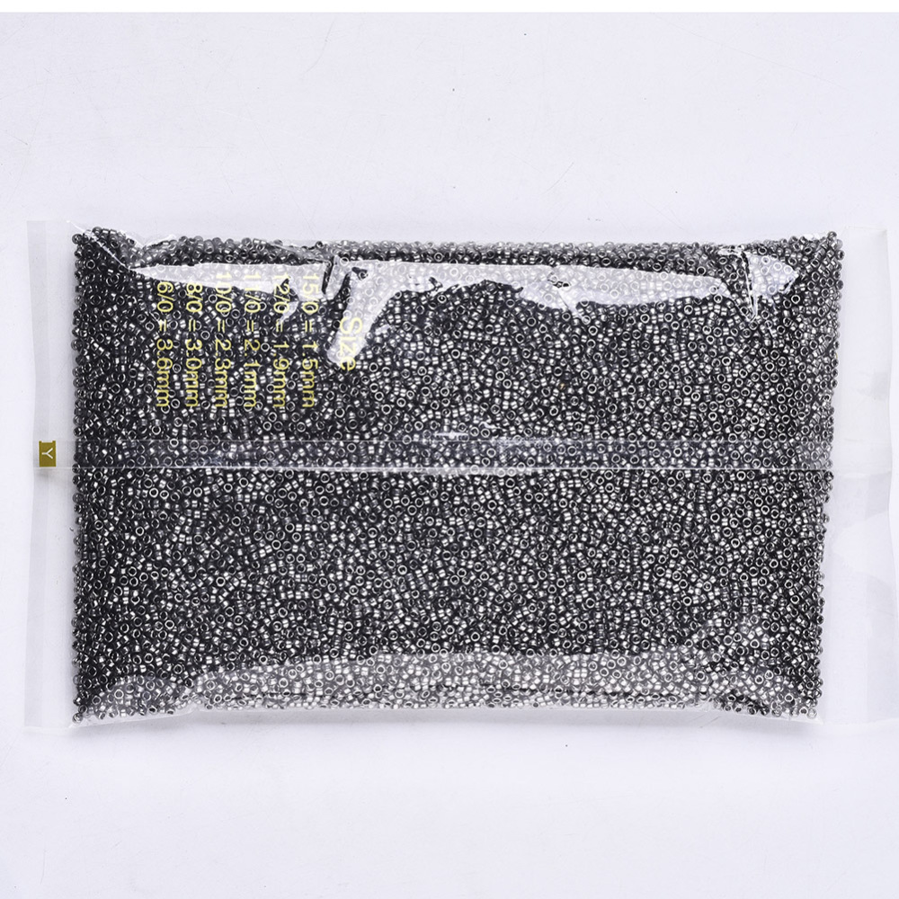 1 bag Electroplate Glass Seed Beads Fit for Machine Eembroidery Metallic Colours Round Black Plated 2.5x1.5mm Hole: 1mm 20000pcs/bag