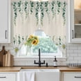 thumbnail image 6 of Daisy Eucalyptus Leaves Swag Valances for Windows, Kitchen Window Curtains Over Sink, Rustic Weeping Botanical Linen Window Treatment Curtains for Living Room/Bedroom Curtains 2 Panel Sets 36"x45", 6 of 8