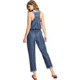 thumbnail image 2 of Love Stitch Women's Comfortable Chambray Slouchy Lounge Jumpsuit (S, Midnight), 2 of 3