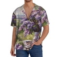 thumbnail image 7 of Lsque Lilacs Teapot Scenic Painting print Men's Cuban Collar Short Sleeve Shirt Summer Beachwear Casual Button Down Fashionable Vacation Leisure Shirt-Medium, 7 of 7