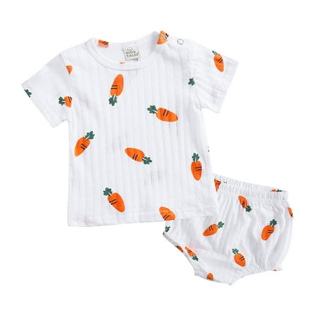 

Wiueurtly Kids Boys Girls Baby Short Sleeve Radish Pinted Pajamas Home Wear Sleepwear Set Girl Outfit