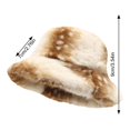 thumbnail image 3 of Lumtrix Women and Men Winter Furry Bucket Hat Deer Spotted Pattern Faux Fur Plush Fisherman Cap Thick Warm Wide Brim Fashion Hat for Daily & Outdoor Wear Khaki One Size, 3 of 5