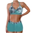 thumbnail image 2 of Cameland Women's Split Swimsuit Set Hanging Neck Halter Swimsuit + Boxer Briefs Swimsuit Set, 2 of 7