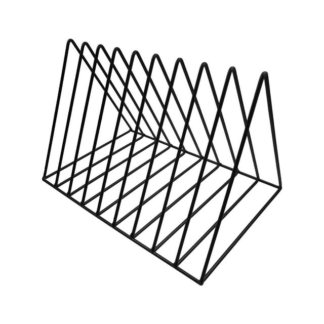 Storage Record Holder 9 Slot Metal Storage Rack Albums Storage Organizer Magazine Book CD Album Triangle Display Rack Record Stand for Home Offices Waiting Room Lounges