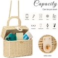 thumbnail image 4 of Granjero Gordo Bolso de mano tejido y bolsas de cosméticos, bolso de mano tejido elegante de playa de verano, bolso de hombro de 7,48 x 3,14 x 5,9 pulgadas (blanco), 4 of 5