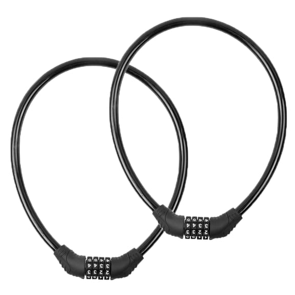 2 Pack Bike Locks Cable, Anti Theft Bicycle Chain Lock with 4 Digit Resettable Combination, Self Coiling Security Cable for Bikes Scooters Gates Fences, Black