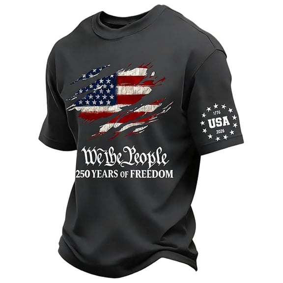 lnmuld Boys Patriotic Graphic Tee for Independence Day Celebration Kids Casual Print Tops Size:6-7 Years