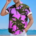 thumbnail image 2 of ZCFZJW Mens Hawaiian Shirt Short Sleeve Button Down Shirts Tropical Palm Tree Pattern Graphic Summer Beach Vacation T-Shirts Tops Red L, 2 of 3