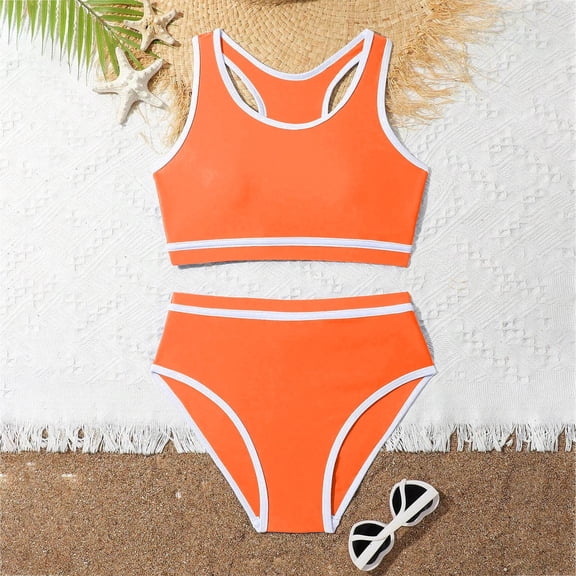 Girls Swimsuit Size Xxl Chic Lace Up Bikini Swimsuit Set with Adjustable Straps 2 Piece Girls Bathing Suit