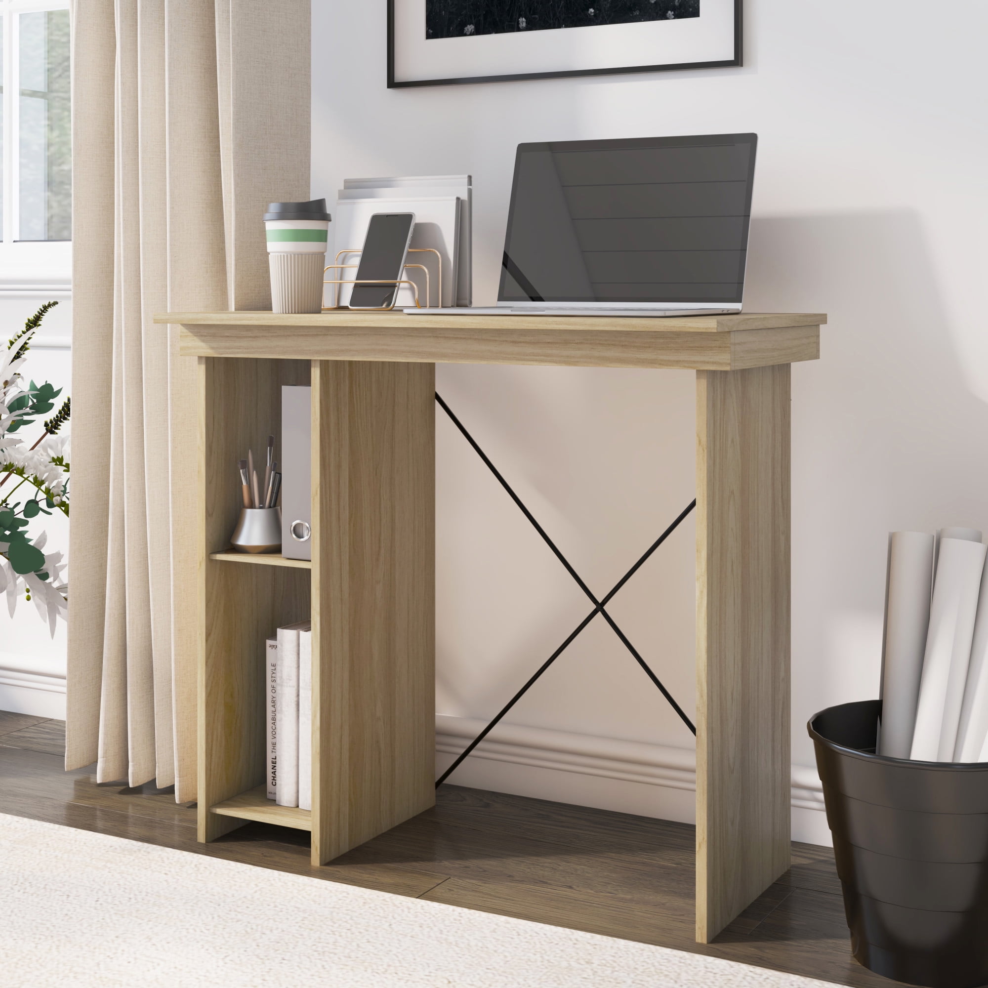 Mainstays Ardent No Tools Small Space Writing Desk, Euro Oak