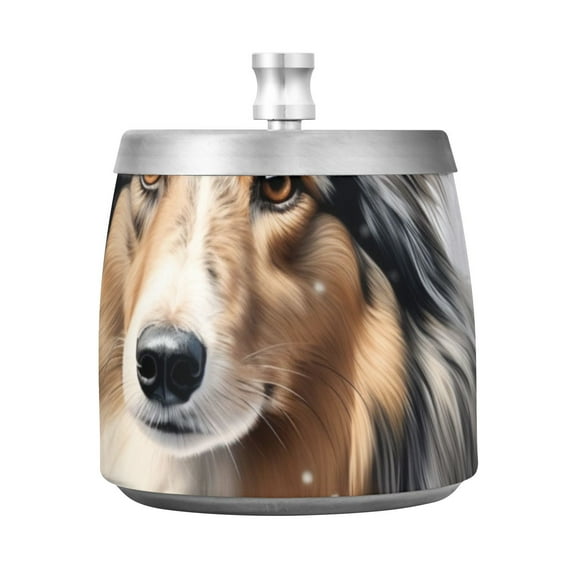 Dog Trees Snow Ashtray with Lid Smell Proof Cigarette Ashtray Stainless Steel Smokeless Ash Holder for Indoor Outdoor