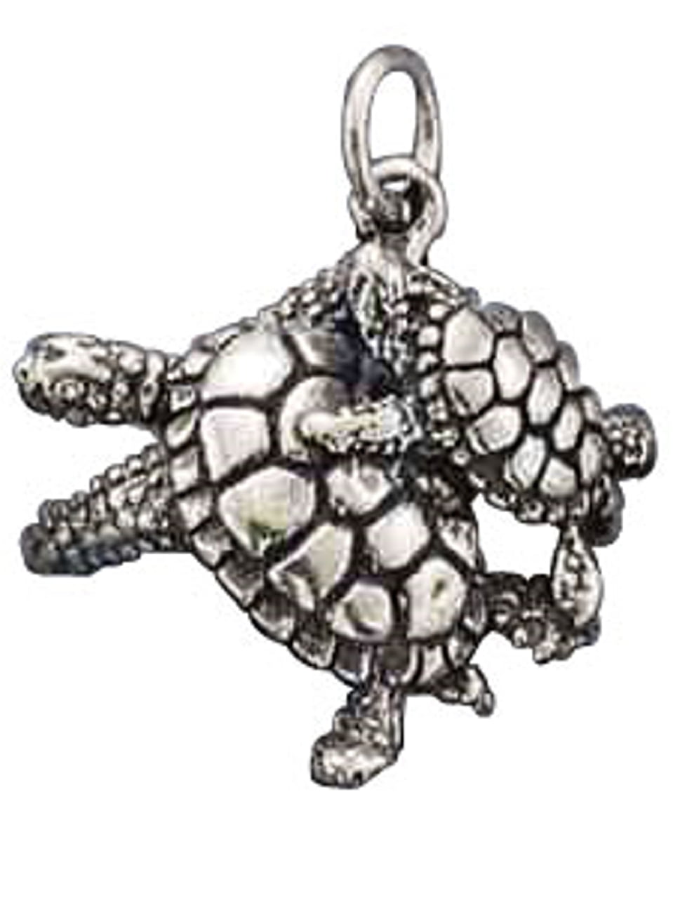 3D Sea Turtle Charm in Sterling Silver