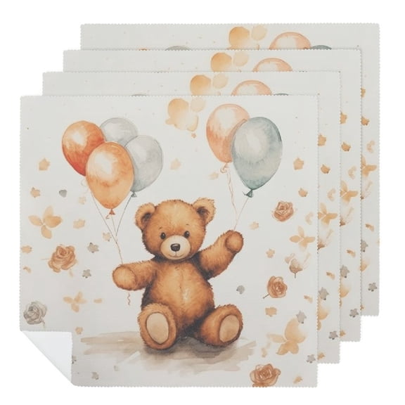 PHYHOO Cute Party Cloth Napkins Bear Cocktail Cloth Napkins Guest Dinner Hand Napkin for Boy Girl Gender Reveal Birthday Bear Theme Party 2 PCS