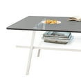thumbnail image 6 of Smilegend Modern Rectangle Coffee Table with Tempered Glass Tabletop and White Metal Legs, Durable Construction and Sturdy Support, 6 of 8