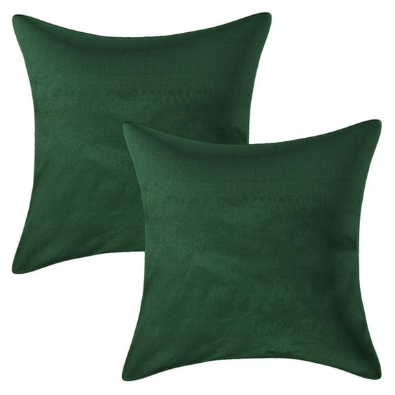 Stylo Culture Indian Chair Seat Throw Pillow Covers 16 x 16 Solid Dark Green Modern 40cm x 40cm Home Decor Polydupion Solid Square Cushion Covers | Set Of 2
