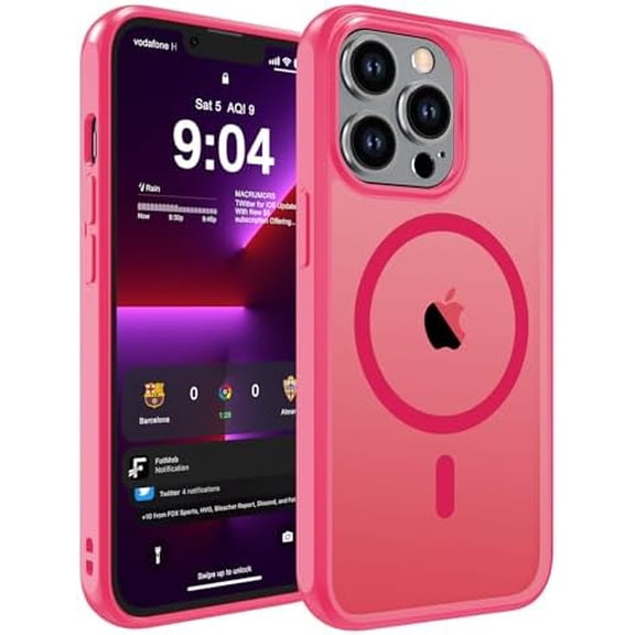 Magnetic Matte Case for iPhone 15 Pro Max 6.7-Inch, [Compatible with Magsafe] [Military Grade Drop Protection] Slim Translucent Anti-Fingerprints Shockproof Protective Phone Case-Hot Pink