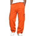 thumbnail image 2 of Dwellite Baggy Sweatpants Men Wide Leg Loose Fit Lounge Gym Solid Casual Joggers Uncuffed Oversized Baggy Cargo Sweatpants Orange XL, 2 of 8