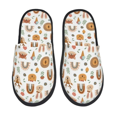 Balery cute Rainbow Animal Slient Indoor Furry Fleece Comfort House Shoes Soft Non-Slip Home Shoes Cotton slippers House Slippers-- Large