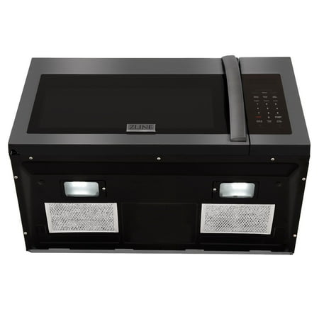 ZLINE Over the Range Convection Microwave Oven in Black Stainless Steel with Modern Handle and Sensor Cooking - Black