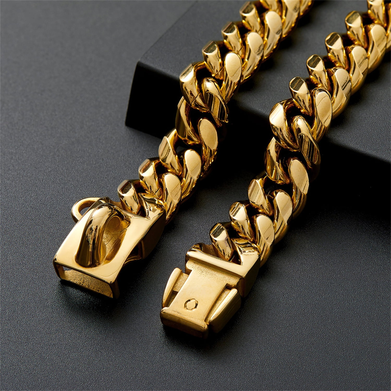 Cuban Link Dog Collar Designer Gold Chain Collar Metal Collar Luxury Dog Necklace
