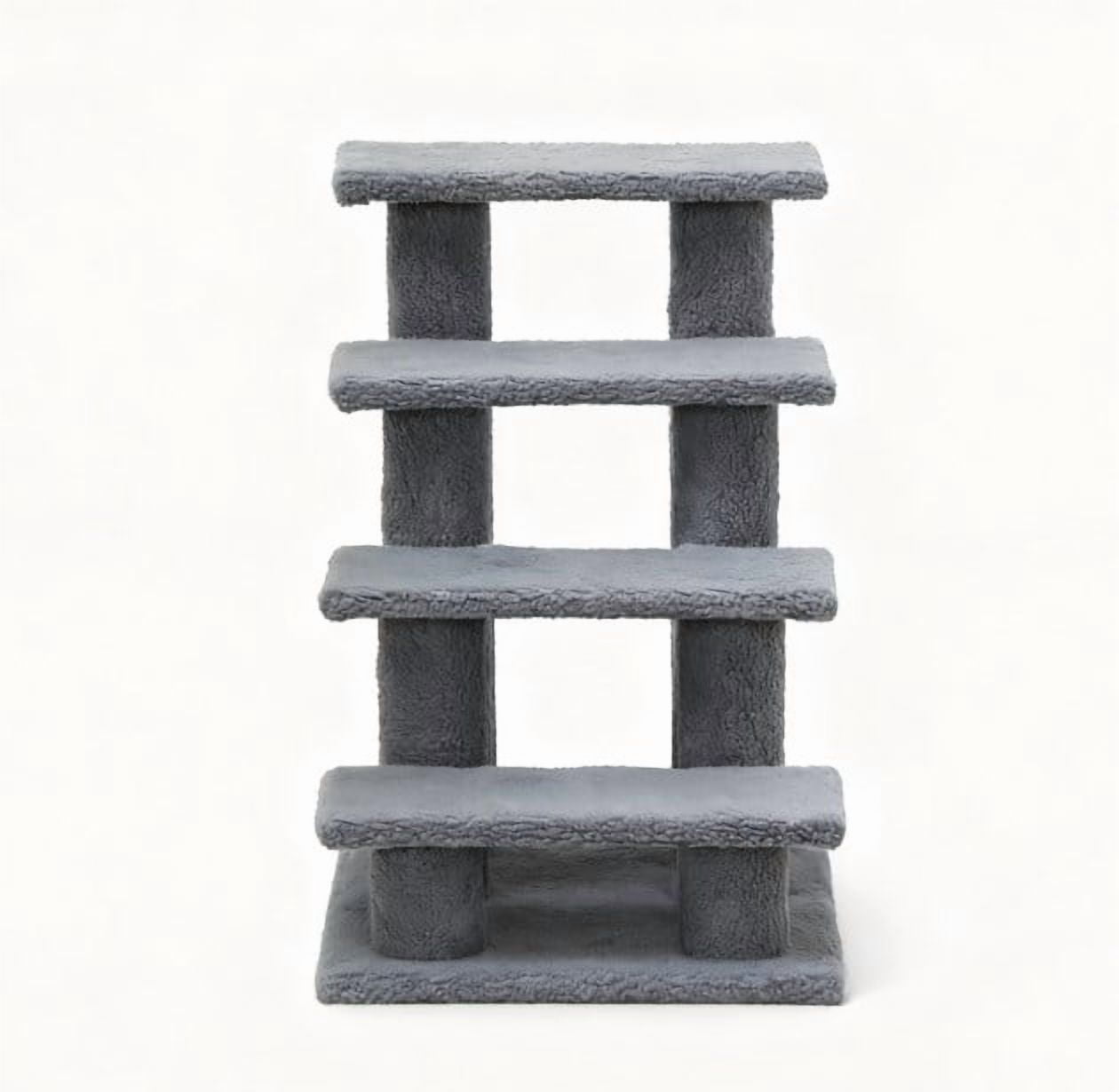 Zephypaws Multi-Step Pet Stairs for High Beds & Sofas,Gray,4-Step,with Cat Scratching Post Gray