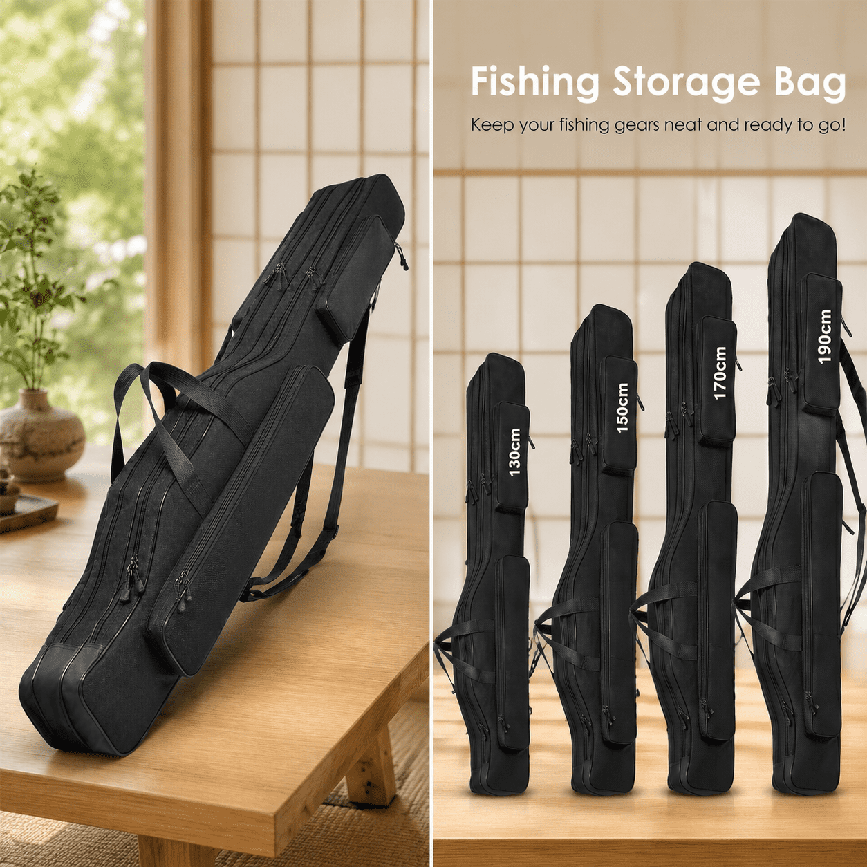 3 Layers Fishing Pole Bag Rod Case Folding