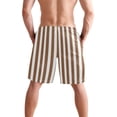 thumbnail image 3 of Dailycode Men's Quick Dry Swim Trunks Beach Shorts Casual Summer Board Shorts with Pockets, Brown and White Striped, 3 of 8