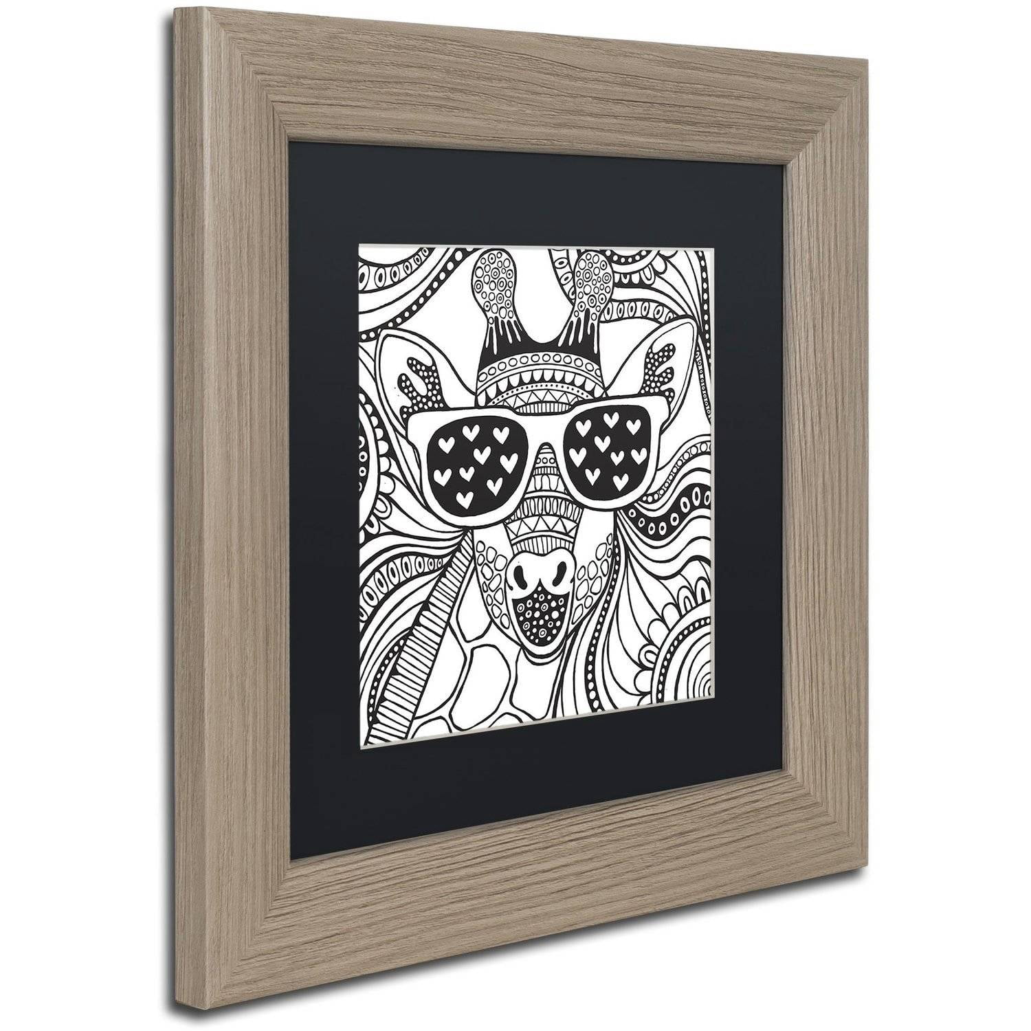 Trademark Fine Art "Cool Giraffe" Canvas Art by Hello Angel, Black Matte, Birch Frame