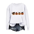 thumbnail image 4 of Women's Hoodless Sweatshirt Halloween Cat Cozy Long Sleeve Crewneck Top for White 3XL, 4 of 4