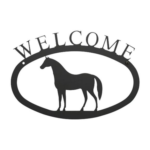Village Wrought Iron WEL-68-S Small Welcome Sign-Plaque - Standing Horse