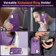 thumbnail image 6 of for iPhone 11 Case with Stand [ Grade Drop Tested][Compatible with Magnet] Ring Translucent Slim Hard Back Soft Edge, Purple, 6 of 14
