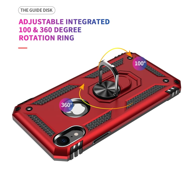 ULAK iPhone XR Case, Red, Heavy Duty Shockproof Kickstand Cover