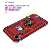 ULAK iPhone XR Case with Ring Holder, Heavy Duty Shockproof Kickstand Phone Case for Apple iPhone Xr for Men Boys Women Girls, Red