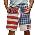 thumbnail image 5 of CIENVNSTG Men's Patriotic USA Flag Print Shorts Drawstring Elastic Waist Casual Shorts for Independence Day Party Hot Pink S, 5 of 6