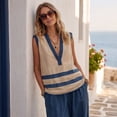 thumbnail image 6 of CIENVNSTG Two Piece Sets for Women Summer Sleeveless Ethnic Boho Striped Vest Loose Wide Leg Pants Vestidos Fashion Streetweeetwear Navy L, 6 of 8