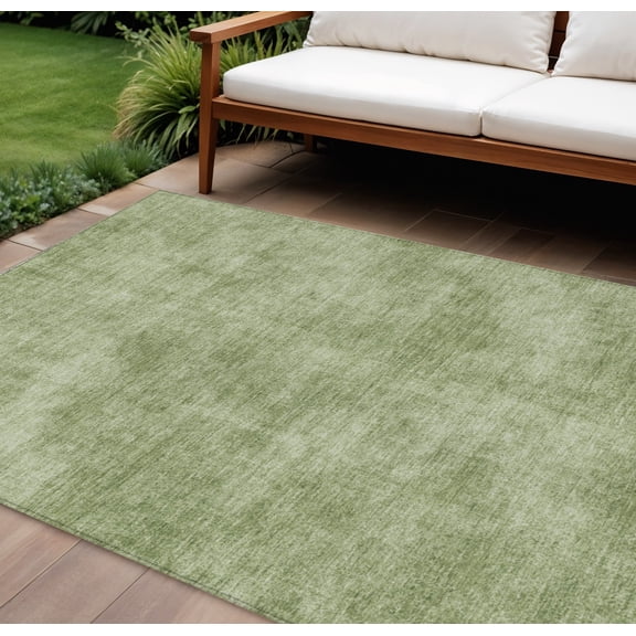 9' X 12' Green Washable Indoor Outdoor Area Rug