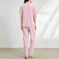 thumbnail image 6 of Womens Pajamas Set 100% Cotton Soft Short Sleeve Sleepwear Button Down Nightwear Summer Pj Sets Pink XXL, 6 of 8