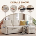 thumbnail image 3 of Pingliang Home Pull Out Sleeper Sectional Sofa Bed with Storage Chaise, Convertible L Shaped Couch with Side Pockets,Modern Linen Reversible Sofa Couch for Living Room Apartment Office Studio, 3 of 8