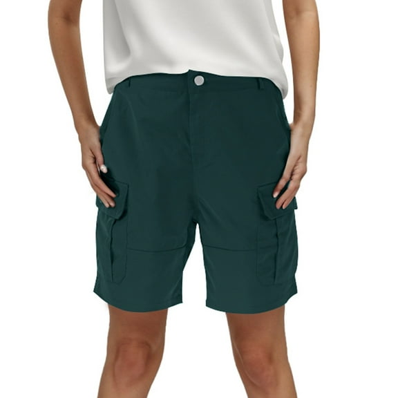 JIKNTTR Comfort Women's Shorts For Women Womens Shorts For Summer Shorts Solid Color Pocket Cargo Pants Casual High Waist Hot Pants Fashion Beach Clothes