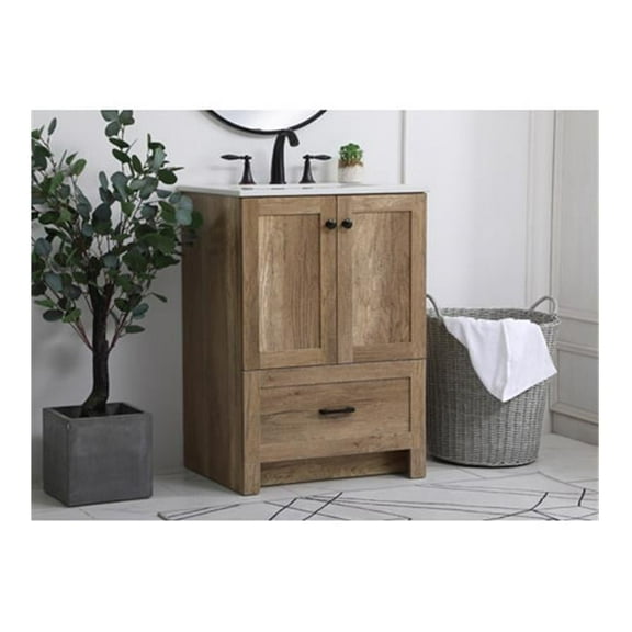 24 in. Single Bathroom Vanity, Natural Oak