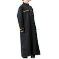 thumbnail image 4 of KAUOD Kids Muslim Midi Thobe Crew Neck Soft Pullover Abaya Robe with Pockets Button Front Plain Long Sleeve Thobe Clothes, 4 of 8