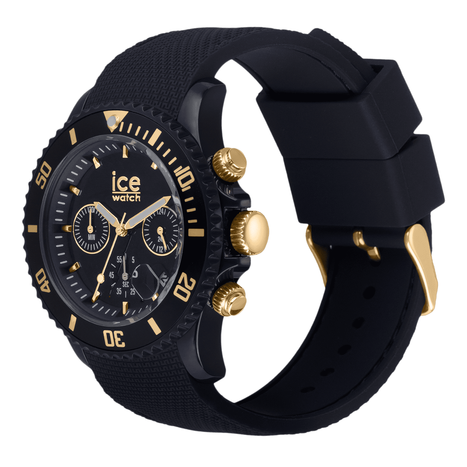 ICE-WATCH - ICE Chrono Dark Blue Gold - Men's Chronograph Wristwatch with Silicon Strap - 021601 (Medium) - 10 ATM Water Resistant Watch for Men, Suitable for Swimming