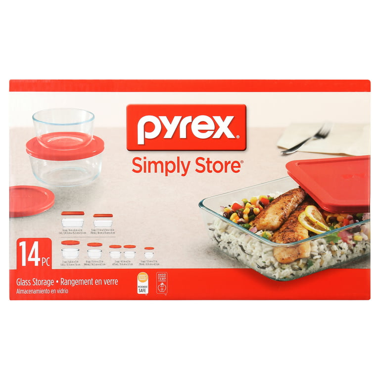 Pyrex 1081886 14pc. Storage Set w/Colored Free Lids