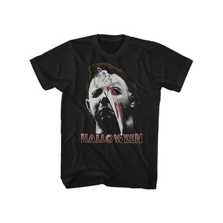 Halloween Scary Horror Slasher Movie Film Mask And Knife Adult T-Shirt Tee