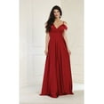 thumbnail image 3 of May Queen MQ1988 Juniors Womens Cold Shoulder V-Neck Ruched Long A-Line Dress, 3 of 10